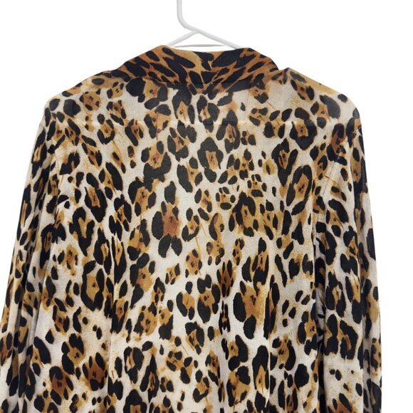 Chicos SZ 2 Leopard Print Open Front Cardigan Sweater Womens Size L 3/4 Sleeve - Picture 11 of 11
